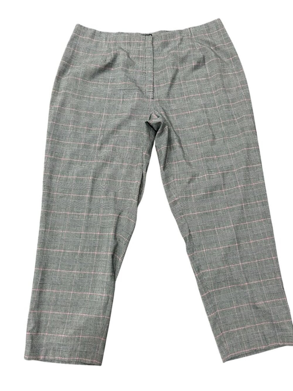 Focus 2000 22W Stain-Resistant Plaid Pants Gray Pink Checkered Retro Kitschy